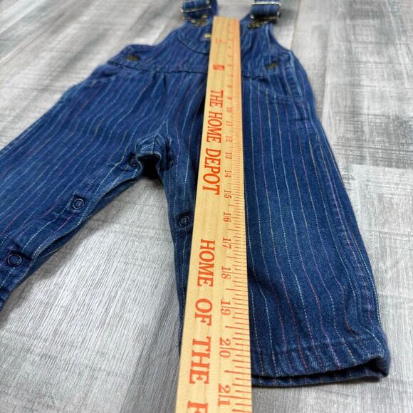 VTG OshKosh B'gosh Vestback Baby 12‎ months Blue Striped USA Made Bib Overalls - Picture 6 of 11